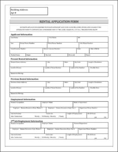 Rental Application Form Free Pdf
