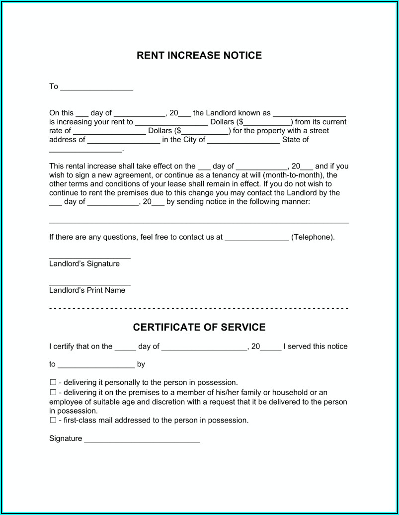 Residential Rent Increase Forms