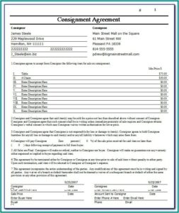 Sample Consignment Agreement Forms