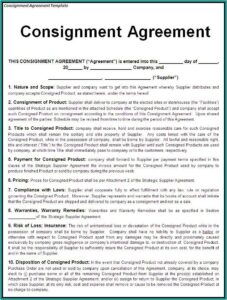 Sample Consignment Contract