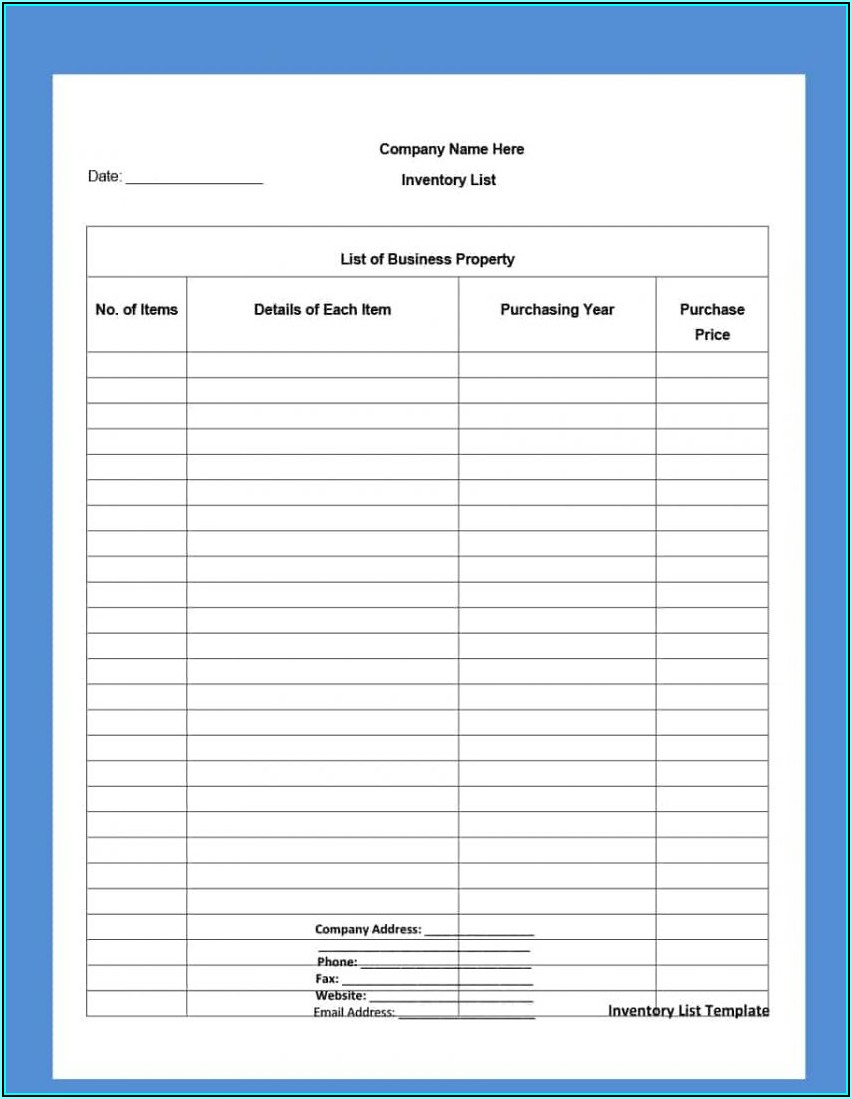 Sample Office Supplies Inventory Checklist