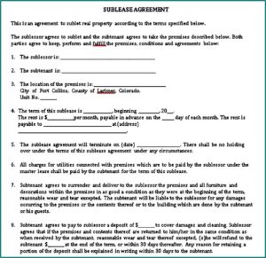 Sample Sublease Template