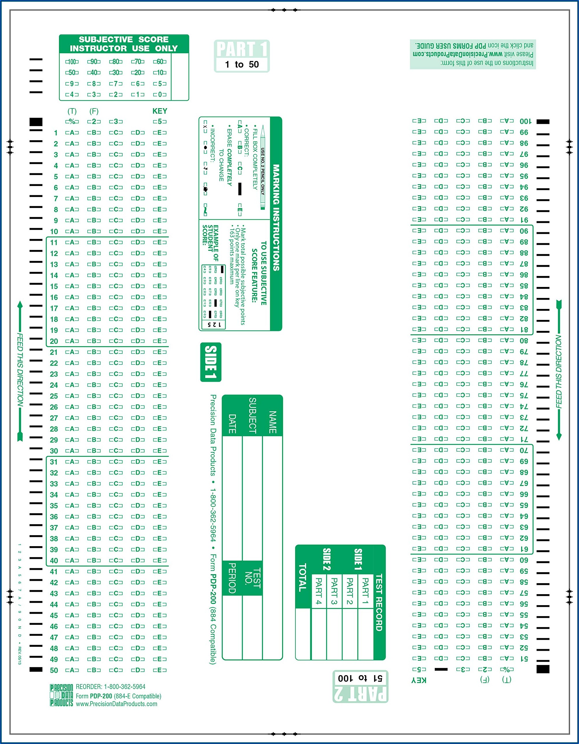 Scantron Form 882 E Instructions