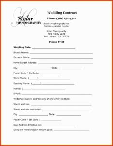 Simple Photography Contract Template