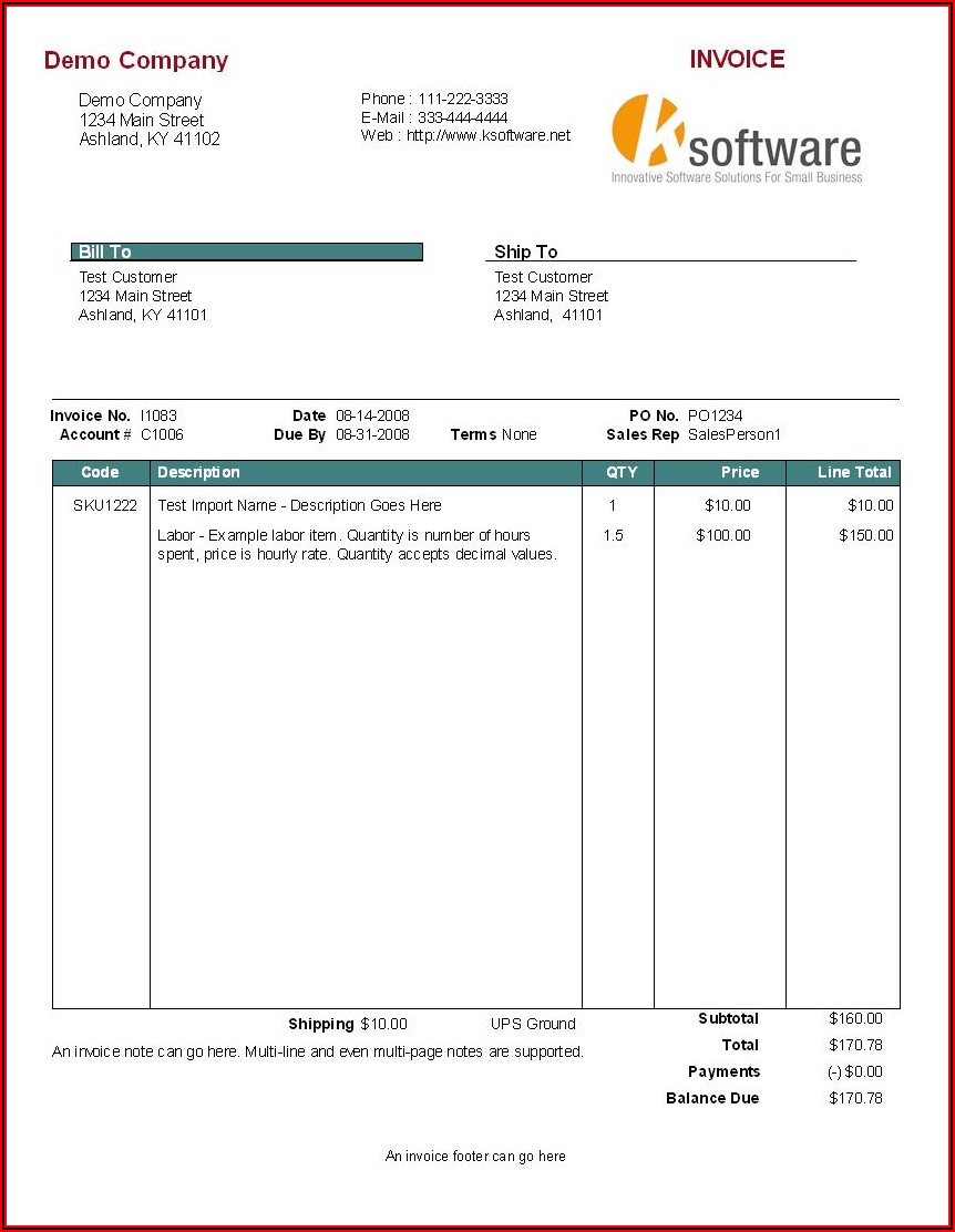 Software Invoice Format Word