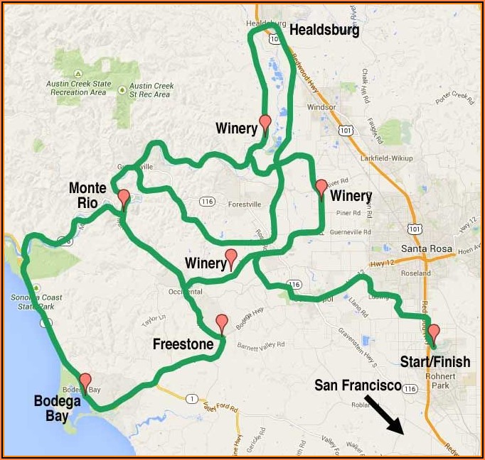 Sonoma Wine Route Map