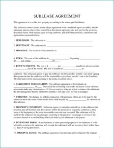 Sublease Agreement Form Ontario