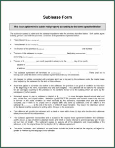 Sublease Agreement Format In Word India