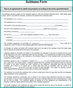 Sublease Form