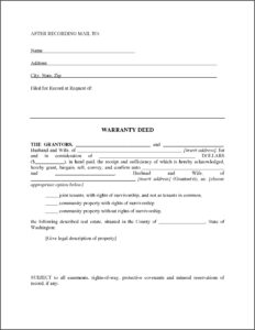 Survivorship Deed Form Washington State