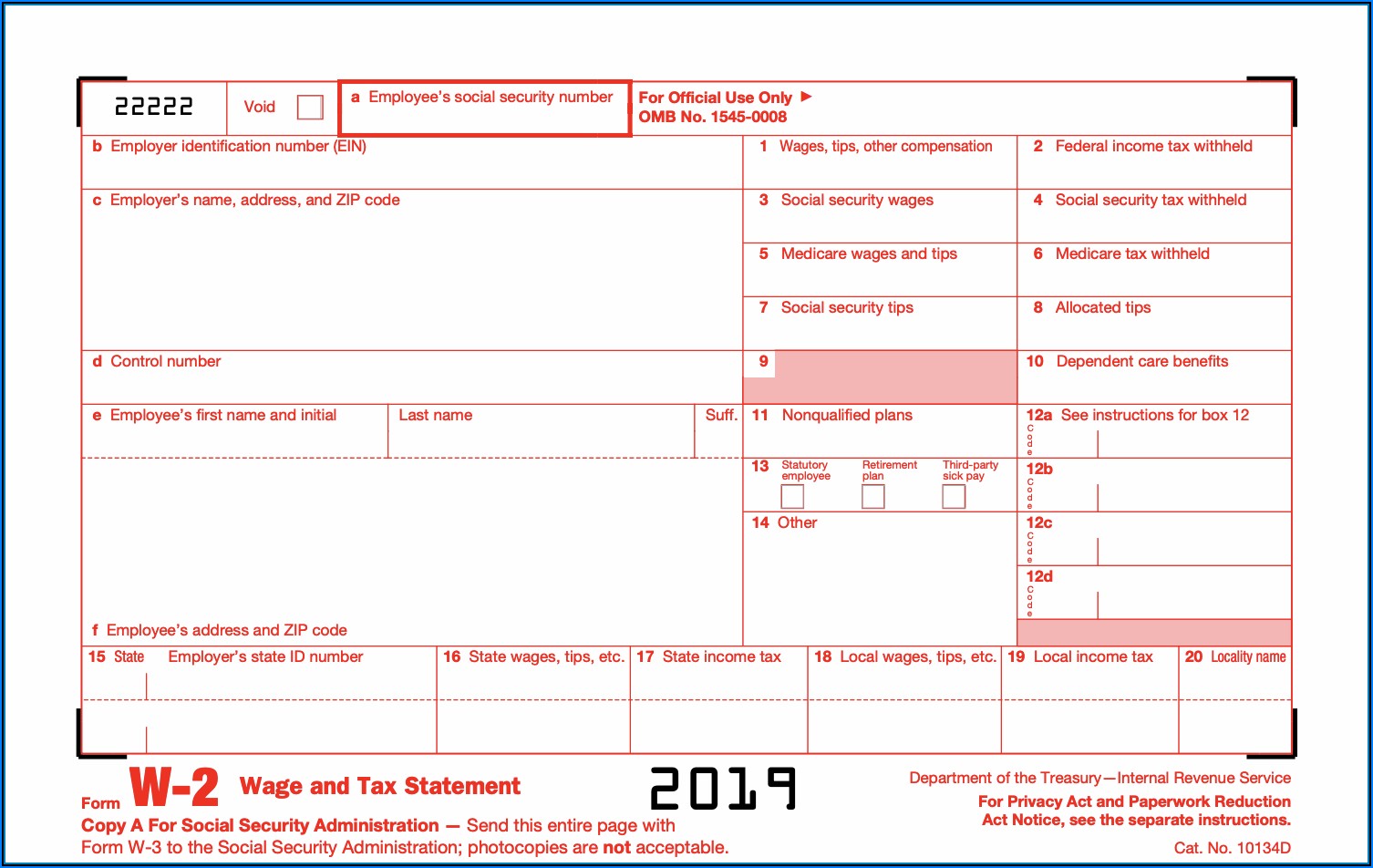 Tax W2 Form From Employer