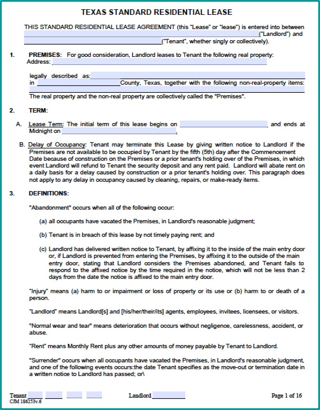 Texas Association Of Realtors Residential Lease Extension Form