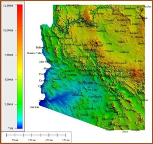 Topographic Map Of Arizona With Elevations
