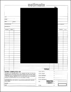 Vehicle Repair Estimate Form
