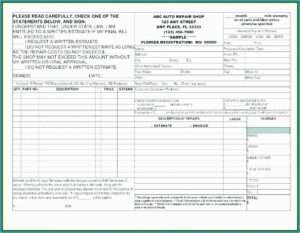 Vehicle Repair Request Form Template