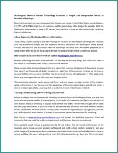 Washington State Uncontested Divorce Paperwork