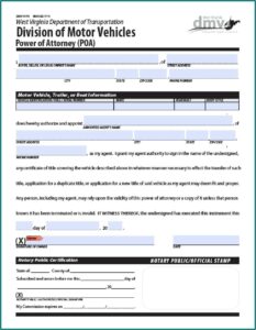 West Virginia Dmv Power Of Attorney Form