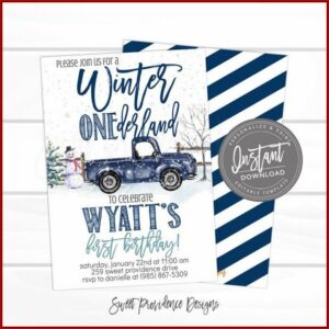 Winter Onederland Invitation Templates
