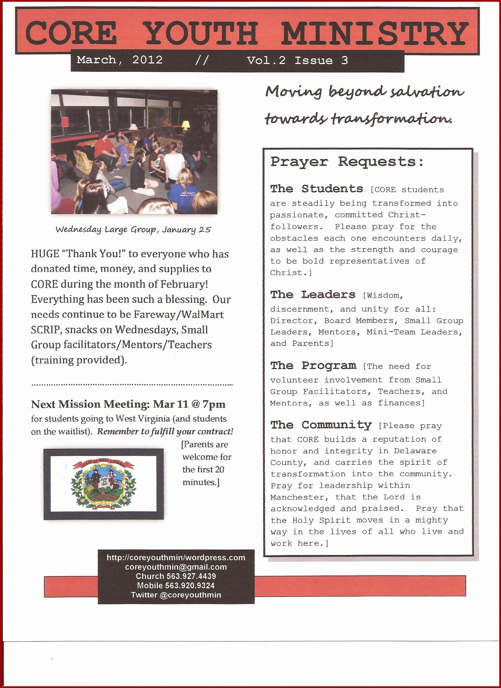 Youth Ministry Newsletter Templates