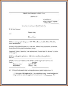 Affidavit Template For Family Court
