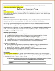 Anti Bullying And Harassment Policy Template