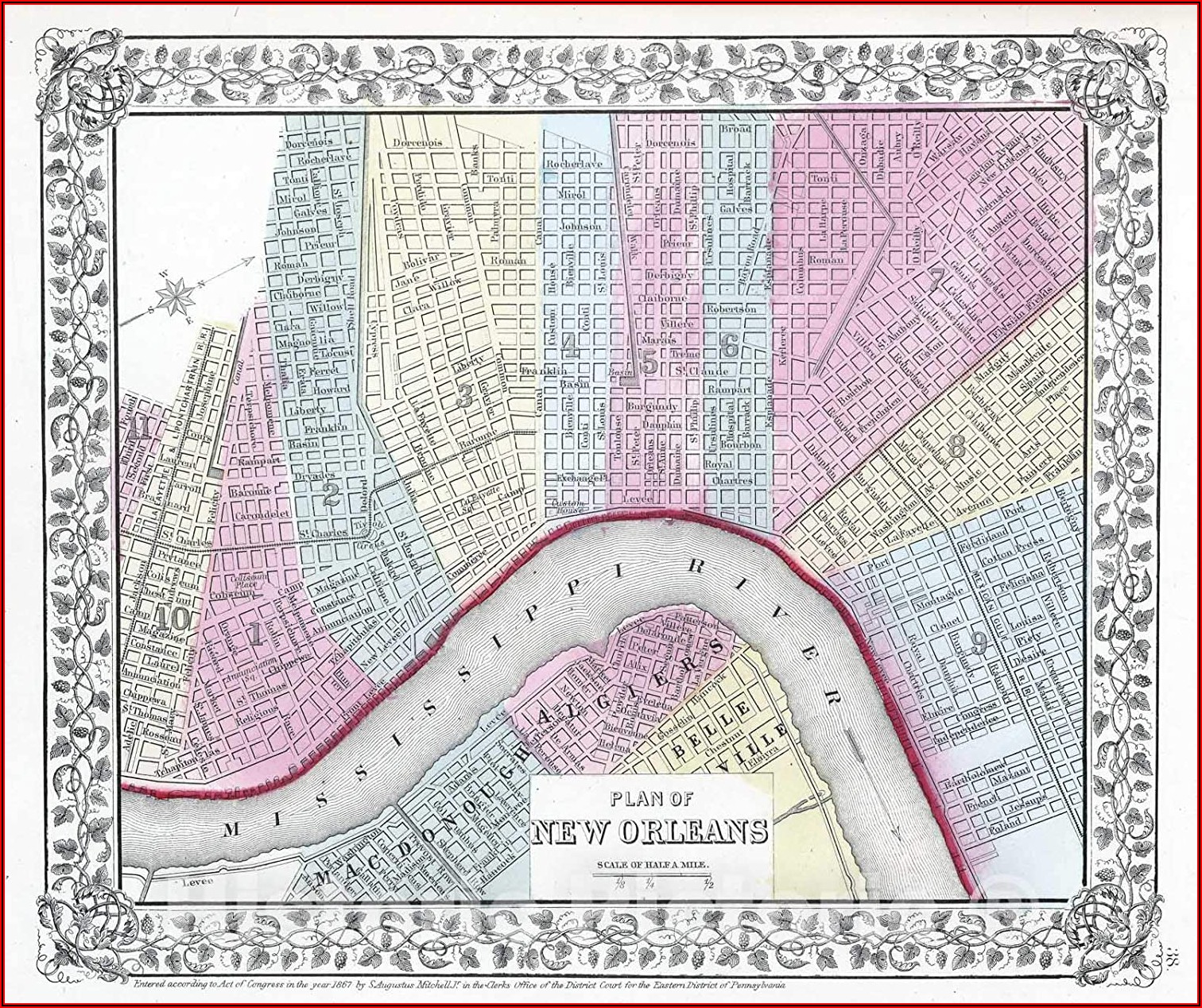 Antique Map Of New Orleans