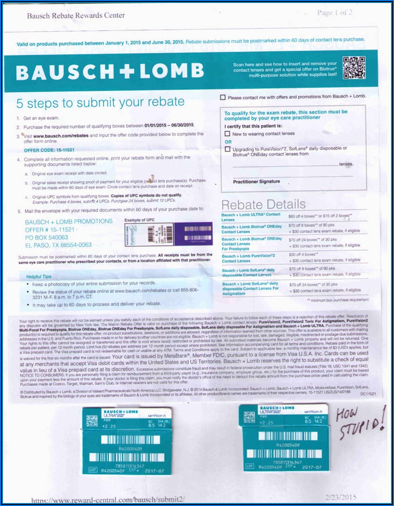 Bausch And Lomb Ultra Mail In Rebate