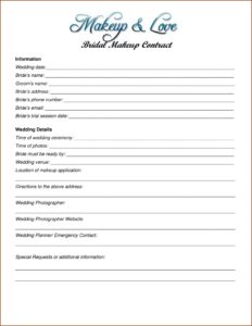 Bridal Makeup Contract Template