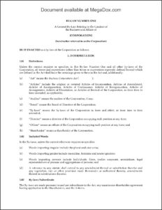 Corporation Bylaws Template Canada