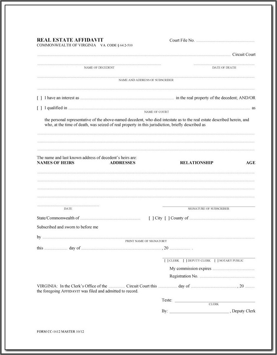 Example Affidavit For Family Court