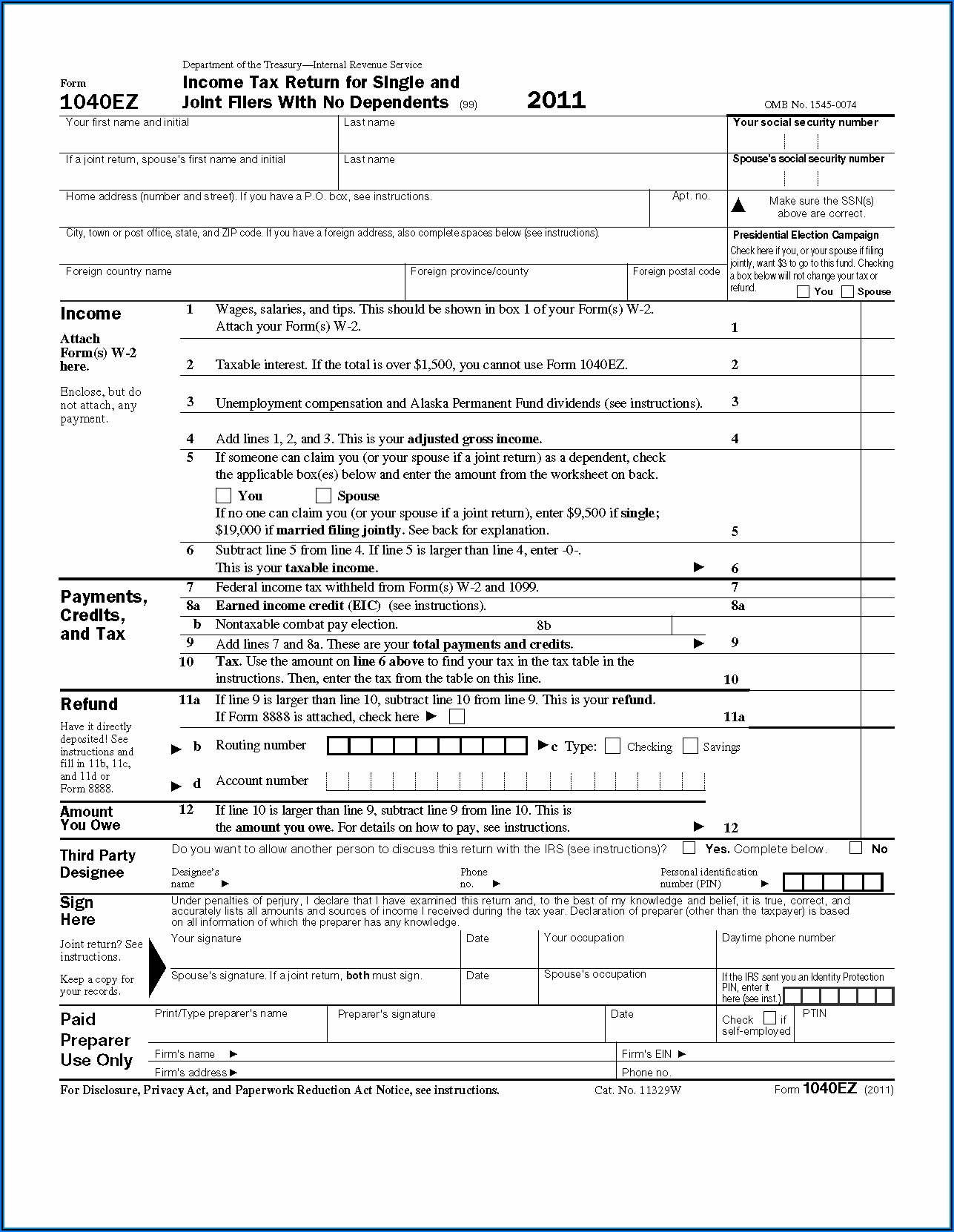 Federal Tax Forms Ez