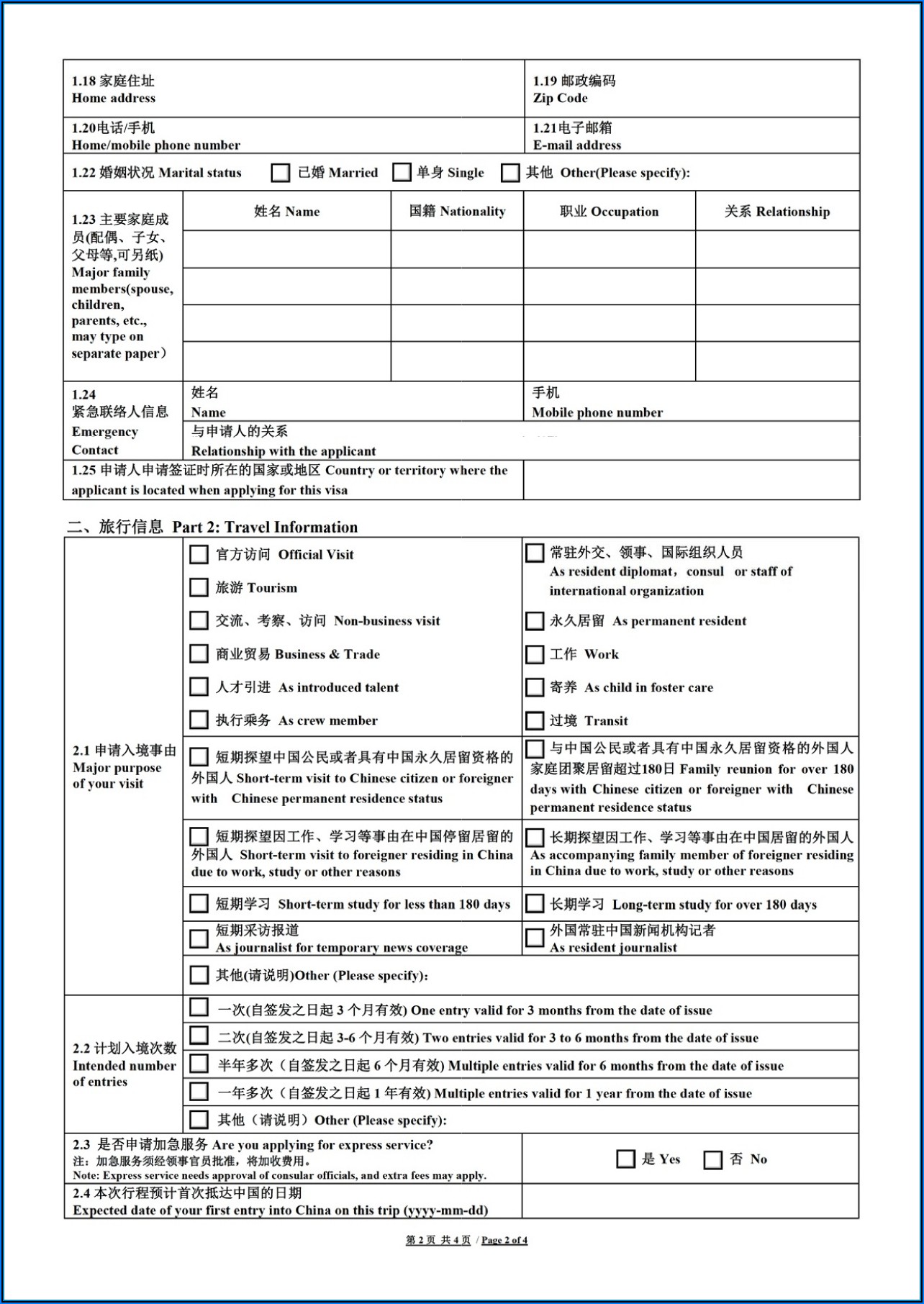Form V 2013 Chinese Visa