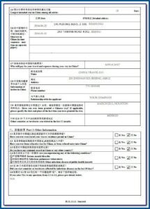 Form V.2013 China Visa