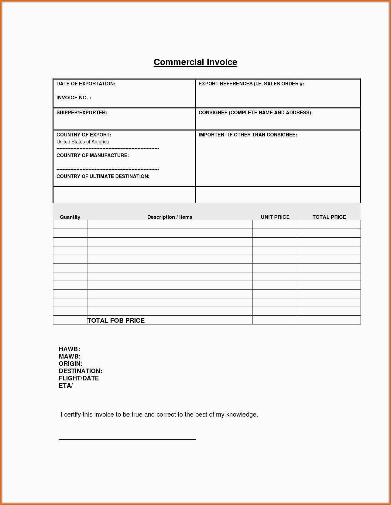 Free Blank Invoice Template Excel