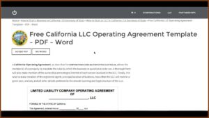 Free California Llc Operating Agreement Template