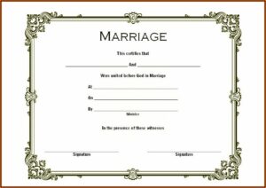 Free Fillable Marriage Certificate Template