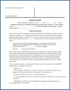 Free Florida Warranty Deed Form Download