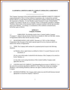 Free Missouri Llc Operating Agreement Template