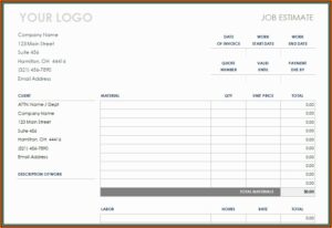 Free Printable Construction Estimate Template
