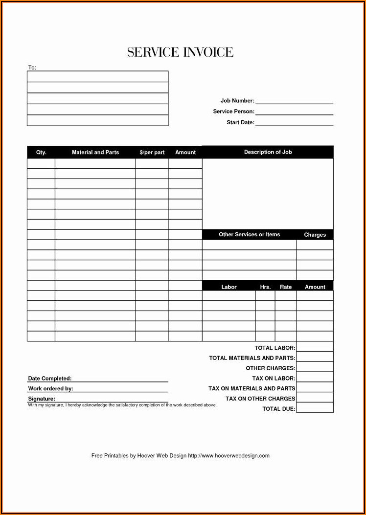 Free Printable Invoice Template Excel