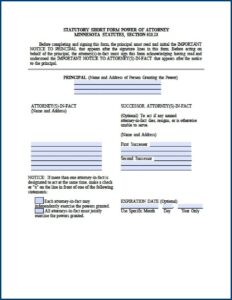 Free Printable Power Of Attorney Form Mn