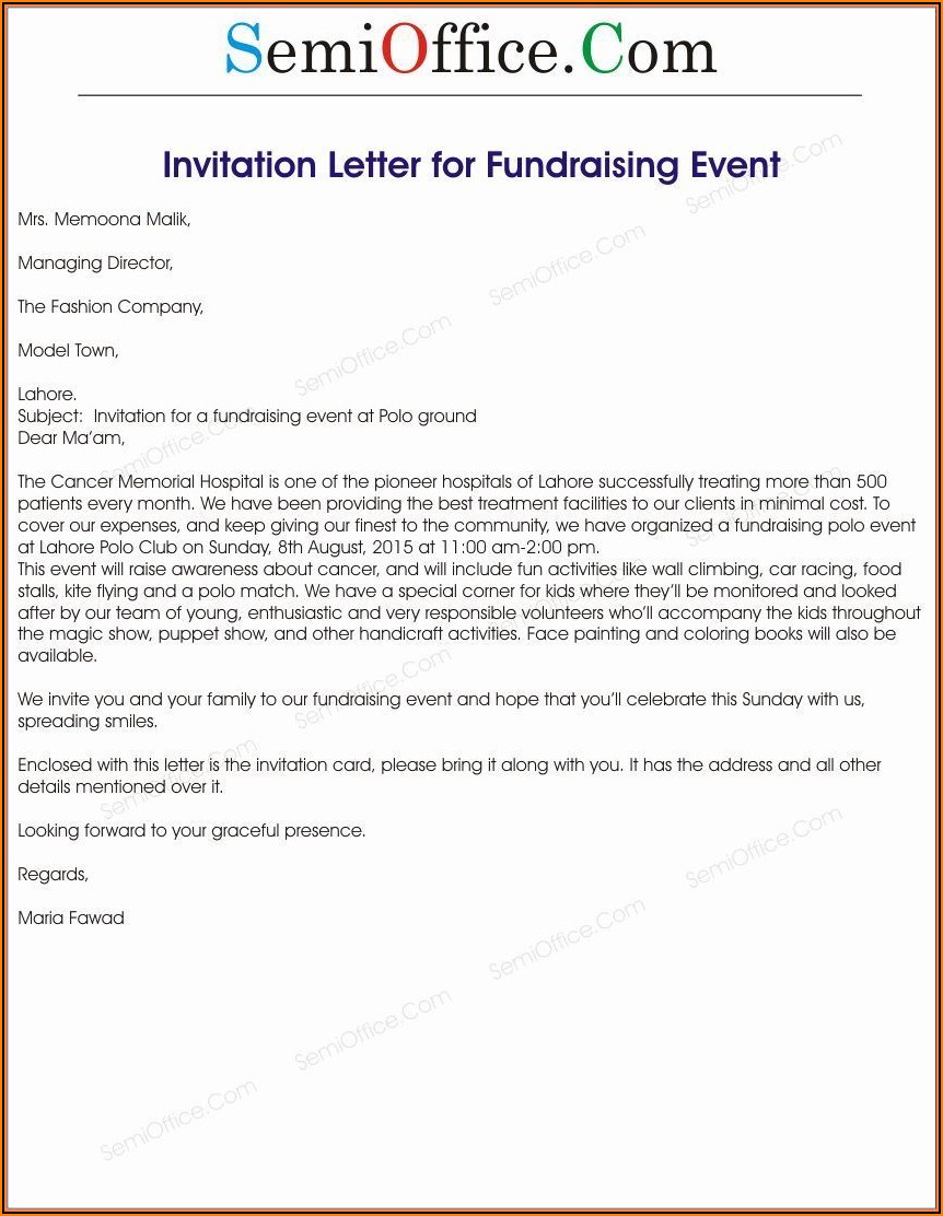 Fundraiser Invitation Email Template
