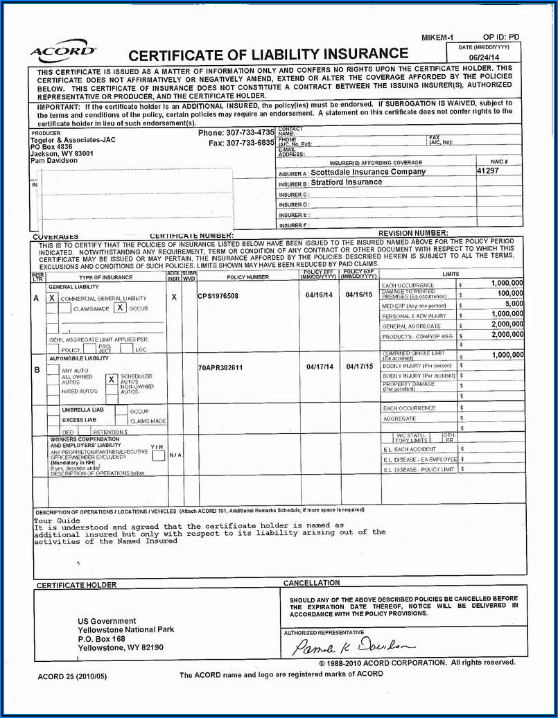 General Liability Loss Acord Form