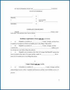 Georgia Uncontested Divorce Forms Pdf
