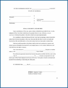 Georgia Uncontested Divorce Forms Without Minor Child