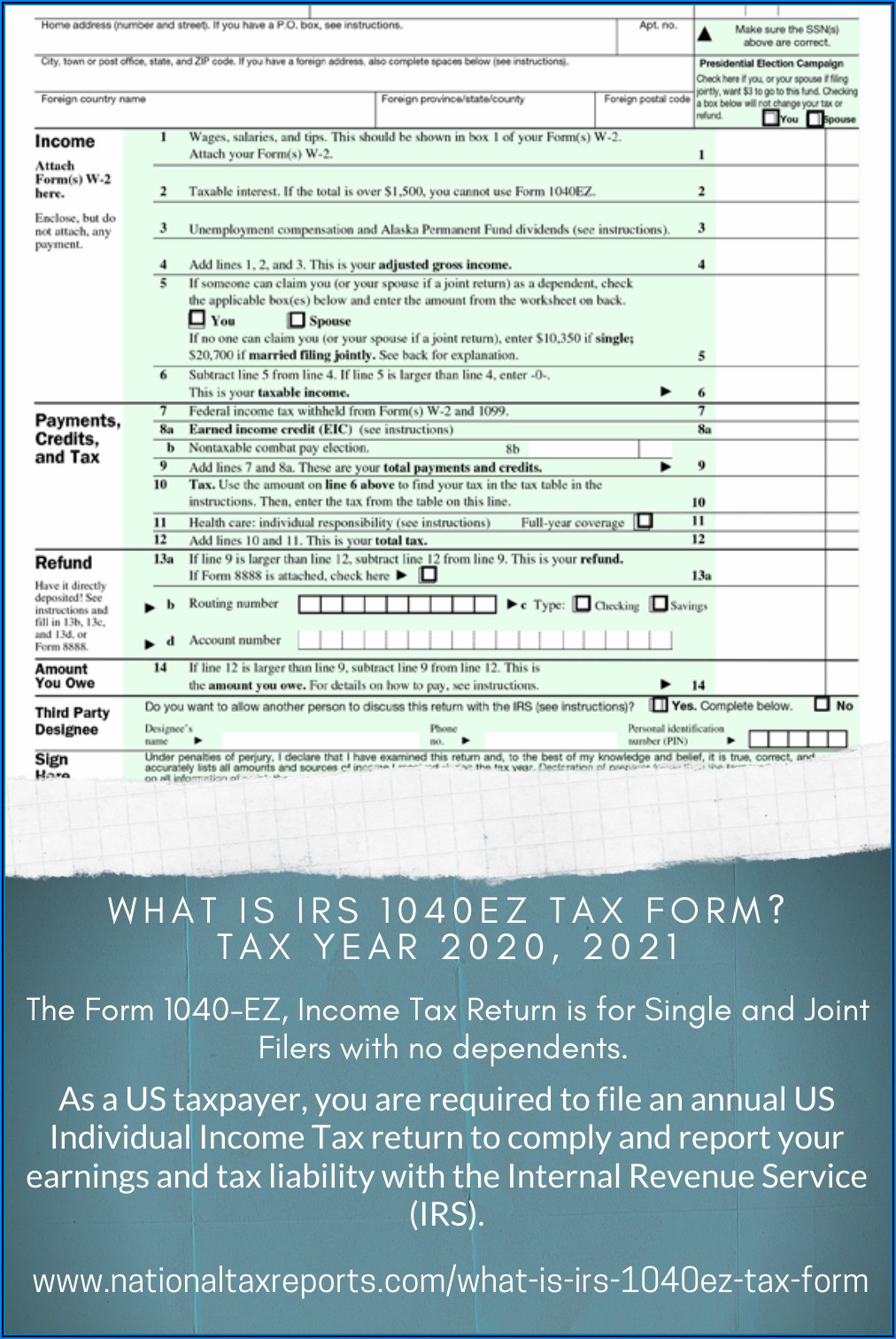 Printable Form 1040Ez