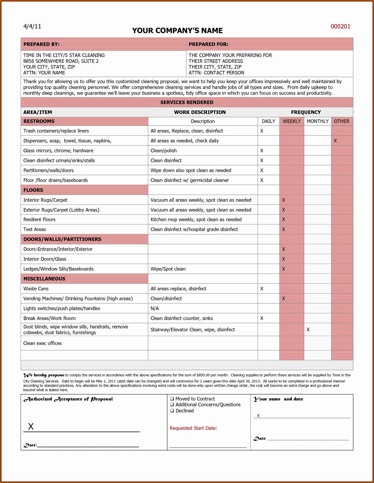 Janitorial Cleaning Proposal Template
