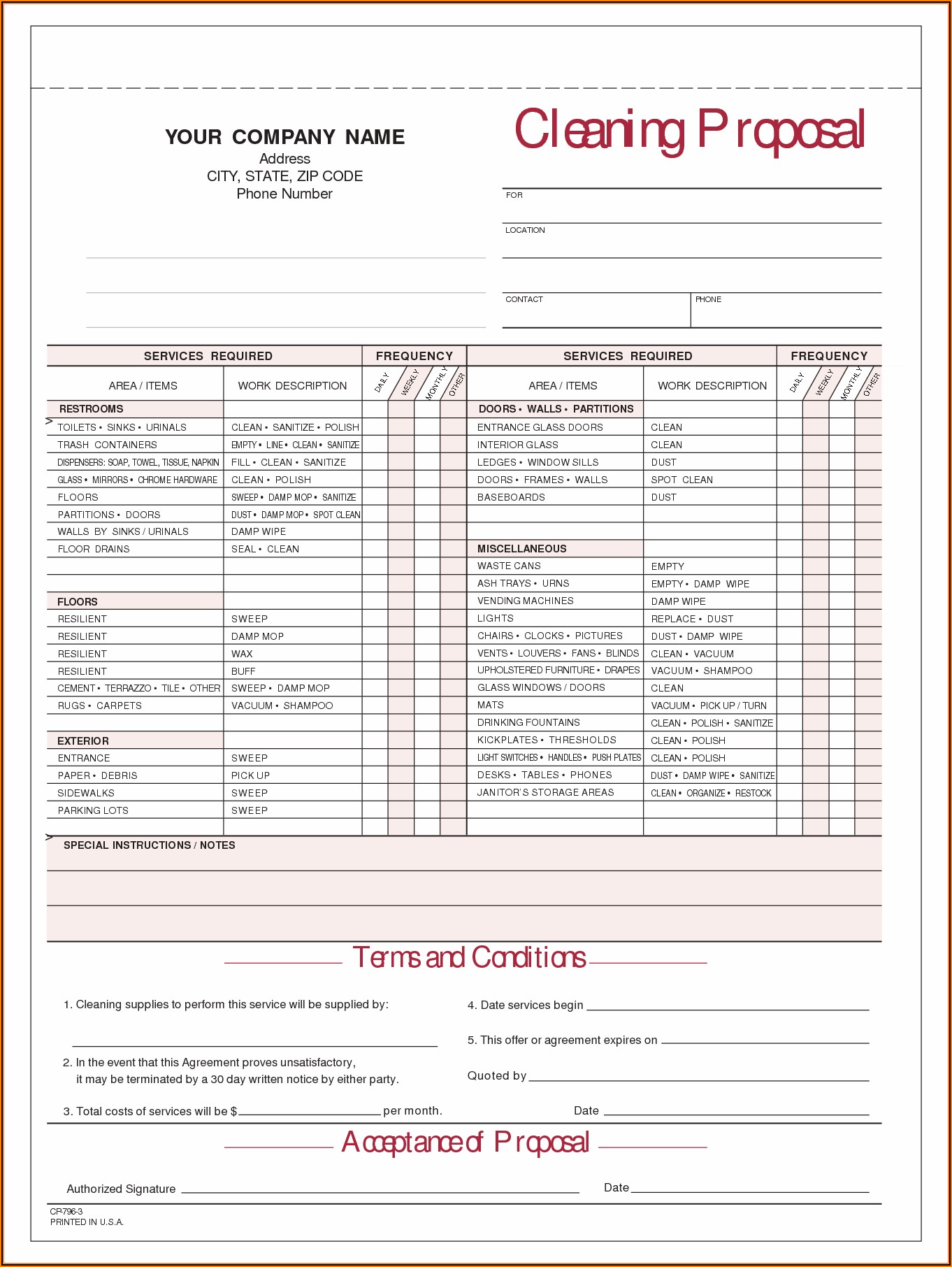 Janitorial Work Proposal Template
