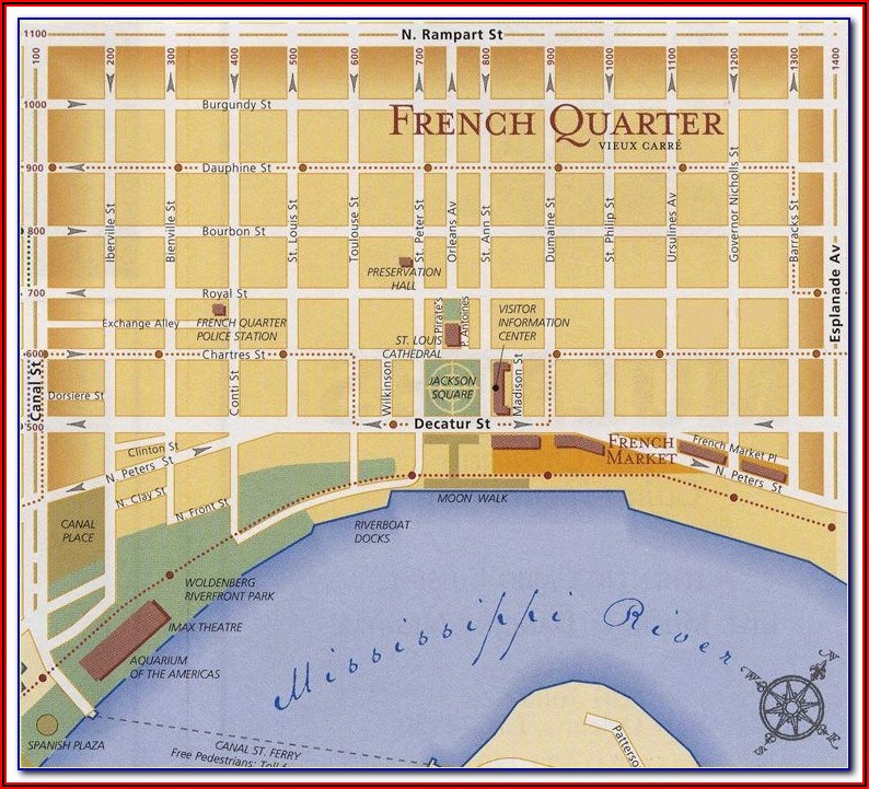 Map New Orleans French Quarter Hotels