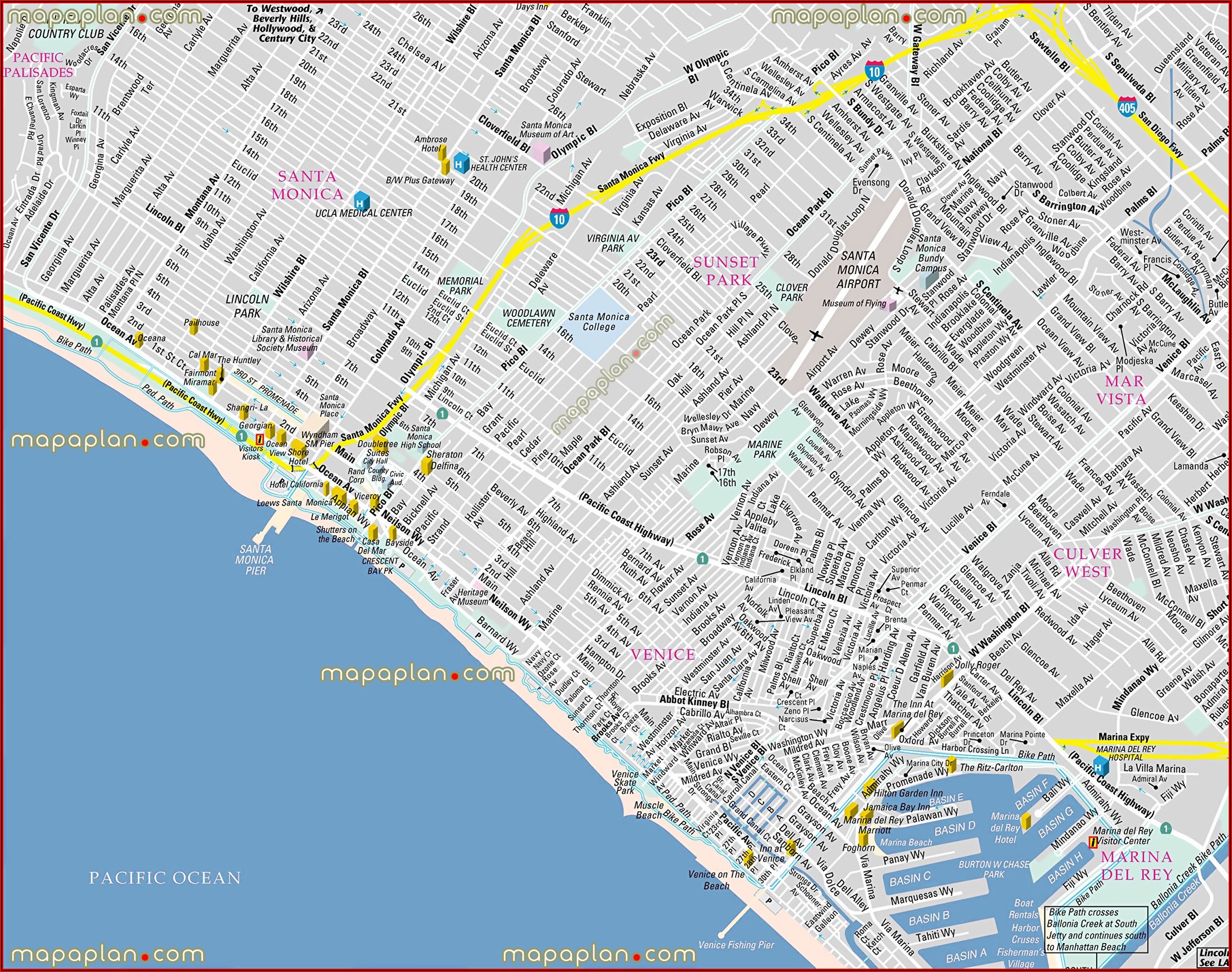 Map Of Hotels In Santa Monica California